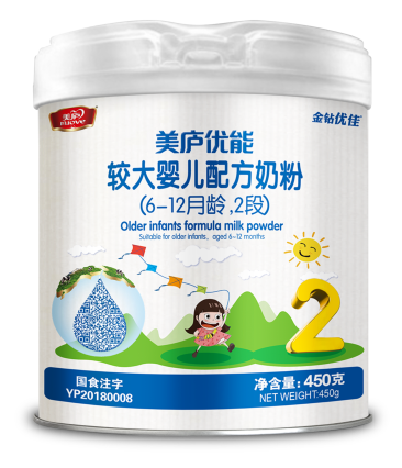 赢天堂优能较大婴儿配方奶粉450克-2段